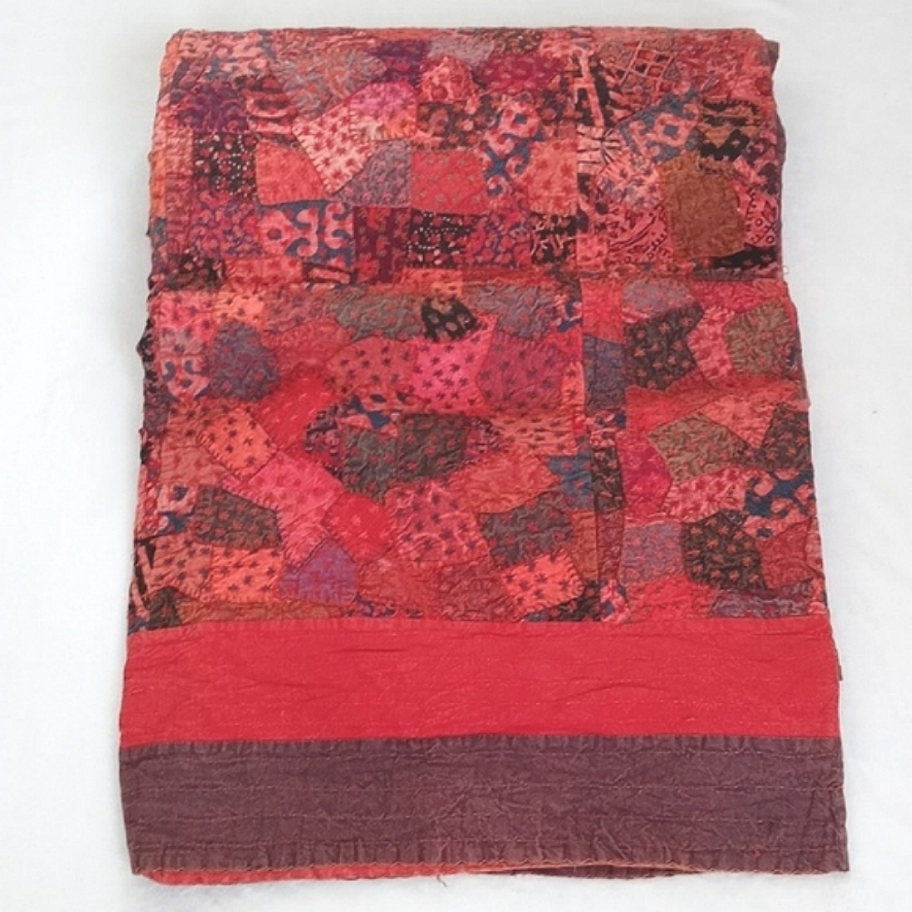 Unique Gorgeous King Size Vintage Patchwork Batik Bedspread from India